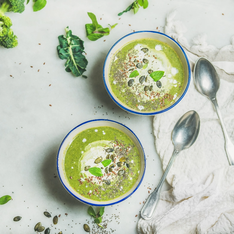 bowl of green healthy soup