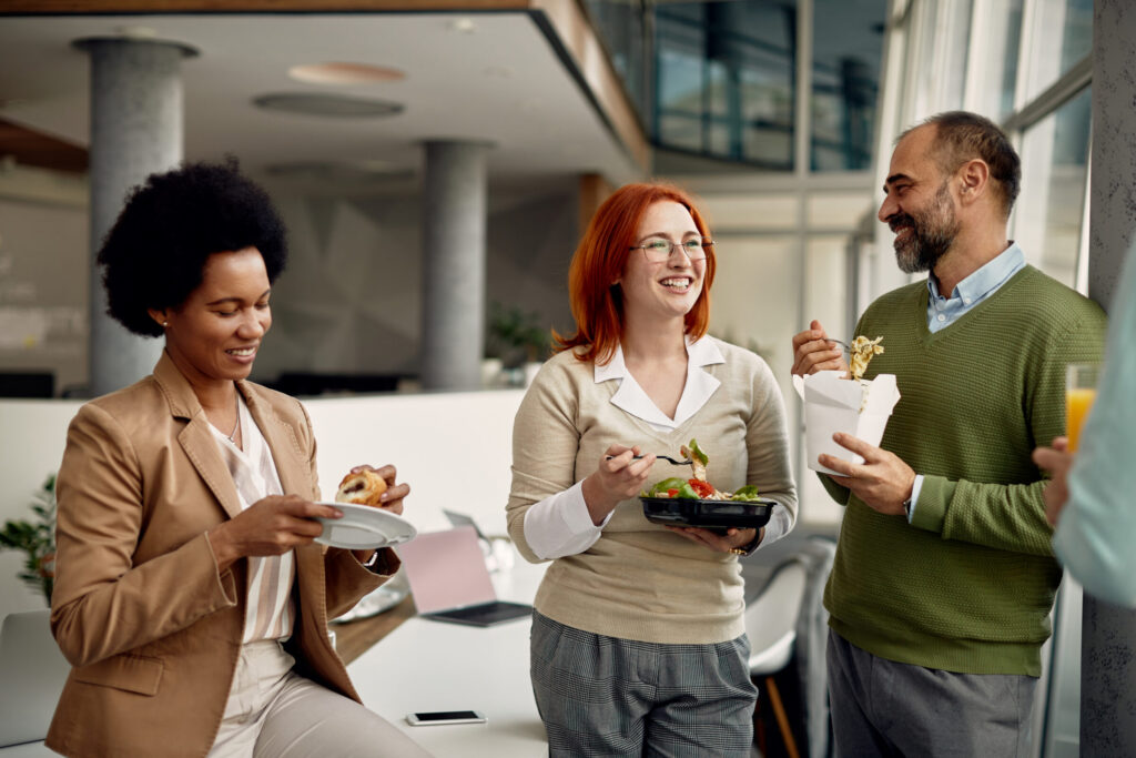 Corporate employees enjoying lunch